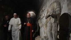 रोम  में सन्त फ्रिसिल्ला को समर्पित कैटेकूम्ब्स में सन्त पापा फ्राँसिस, फाईल तस्वीर