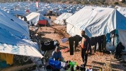 Le camp de réfugiés de Lesbos en Grèce. Image d'illustration. 