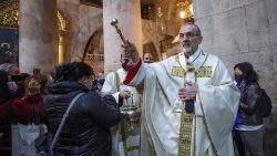 Il Patriarca di Gerusalemme dei Latini Pizzaballa con Papa Francesco