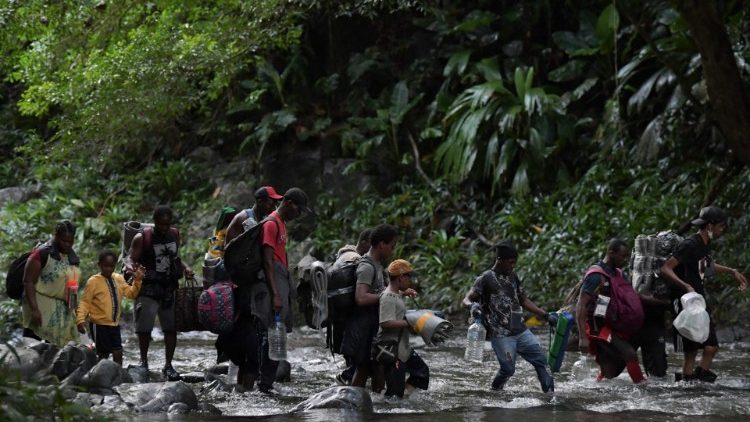 Haitian migrants making their way through the Darien jungle