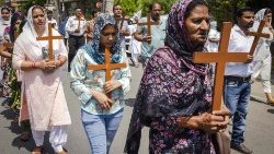 Des chrétiennes en Inde lors d'une procession du vendredi Saint, le 15 avril 2022