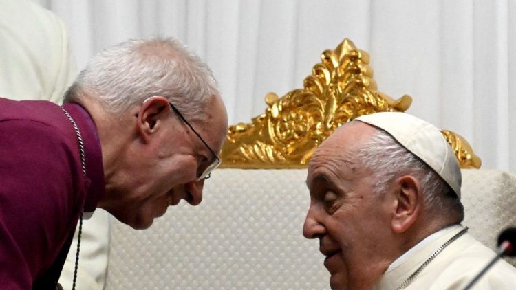 Justin Welby (links) und Papst Franziskus im Südsudan