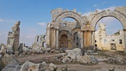 Le monastère Saint-Siméon-le-Stylite, au nord-ouest de la province d'Alep, en Syrie, le 19 février 2023, quelques jours après le tremblement de terre du 6 février. 