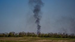 Rauch über Bachmut in der ukrainischen Oblast Donezk, am Mittwoch