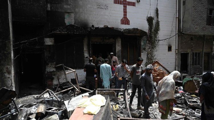 Destruction following mobs burning Christian churches and homes in Pakistan