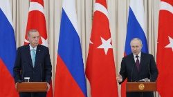 I presidenti russo e turco, Putin e Erdogan in un incontro diplomatico 