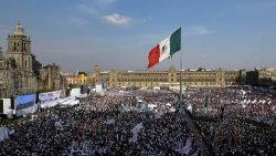 A political rally in Zocalo Square in Mexico City