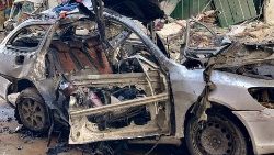 L'auto a bordo della quale viaggiavano i tre figli del leader di Hamas uccisi in un raid