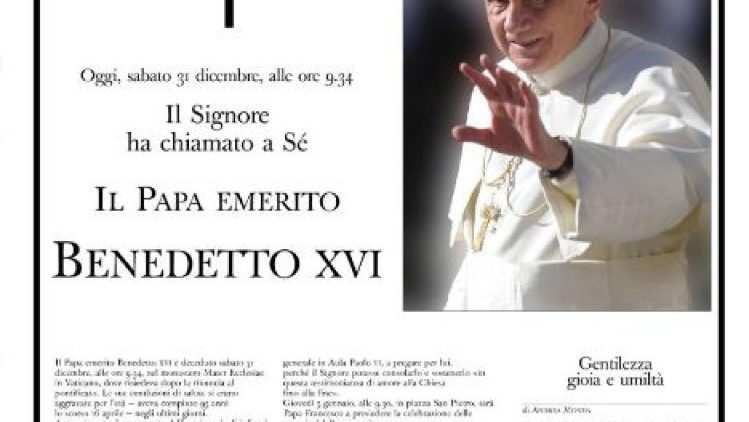 Die Sonderausgabe der Vatikanzeitung zum Tod Benedikts XVI.'