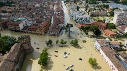 El centro de Lugo (Ravena) inundado