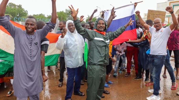 Coup supporters in Niger's capital Niamey