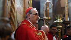 O cardeal Pizzaballa durante a celebração do Domingo de Ramos