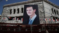 Portrait de Bachar al-Assad, le président syrien, dans les rues de Damas