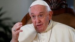 Le Pape François à Sainte-Marthe à l'occasion d'une interview, le 2 juillet 2022