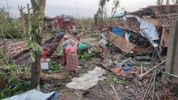 Après le passage du cyclone Mocha à Sittwe dans l'Etat Rakhine en Birmanie, le 17 mai dernier.