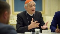 Italian Cardinal Zuppi attends a meeting with Ukraine's President Zelensky in Kyiv