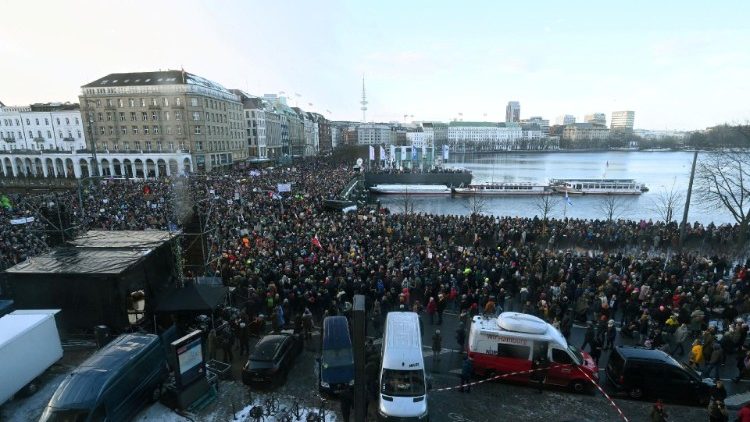 Protesty przeciwko Alternatywie dla Niemiec, Hamburg 19.01.2024