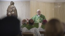 Pope Francis celebrating Mass at the Casa Santa Marta
