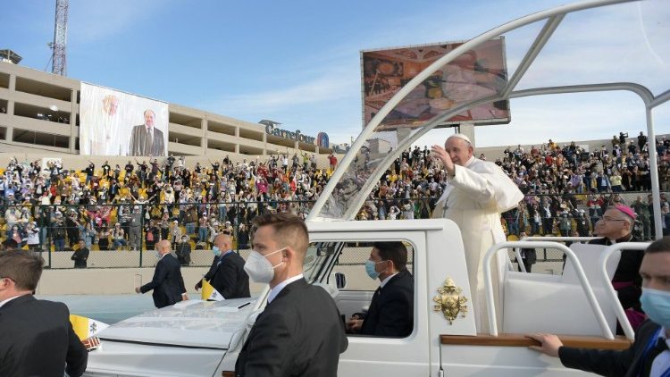 Pope Francis in Erbil during his visit to Iraq in 2021