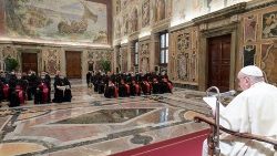 Pope Francis addressing members of the DDF in 2022