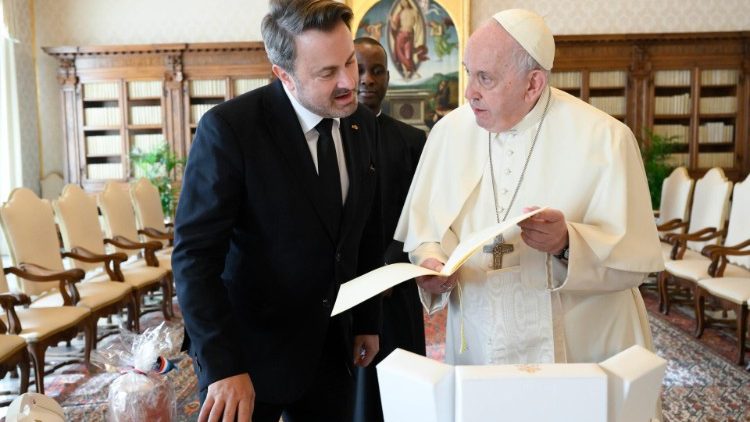 Pope meets with Luxembourg PM Xavier Bettel in the Vatican 