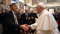 Pope Francis greets Dr. Paolo Ruffini, Prefect of the Dicastery for Communication