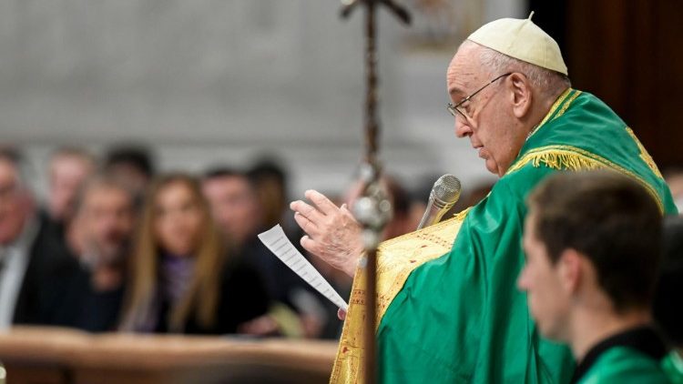 Pope Francis delivers his homily