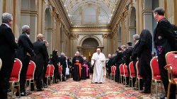 Papa Francesco durante gli auguri al Corpo Diplomatico presso la Santa Sede