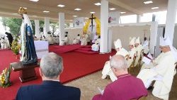 Il palco con l'altare della Messa presieduta da Papa Francesco a Giuba, in Sud Sudan