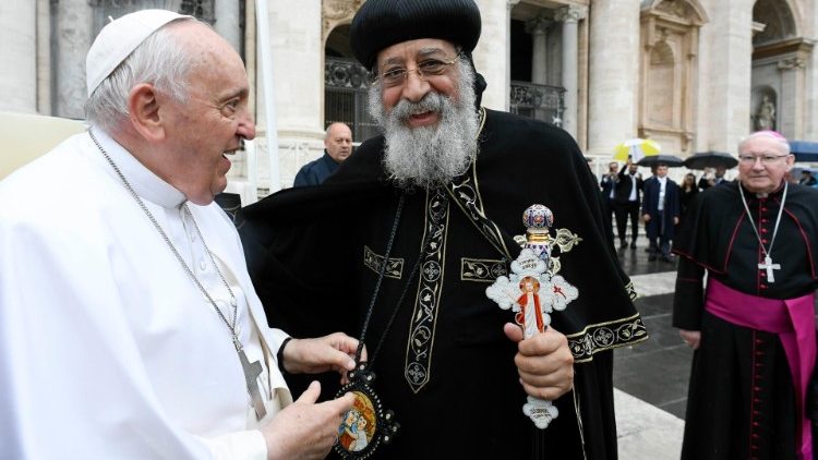 Pope Francis with Coptic Pope Tawadros II