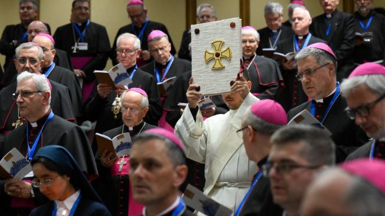 Apertura de los trabajos de la 77a Asamblea General de la Conferencia Episcopal Italiana- 22 de mayo de 2023. (Vatican Media)