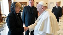 Pope Francis with the President of the Republic of Slovenia, Natasa Pirc Musar