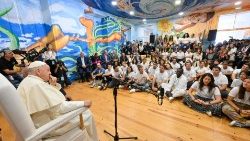 Encuentro del Papa con los jóvenes de Scholas durante su Viaje Apostólico a Portugal con ocasión de la JMJ Lisboa 2023