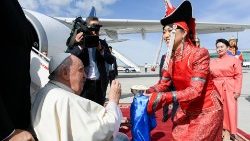 L'arrivo del Papa in Mongolia