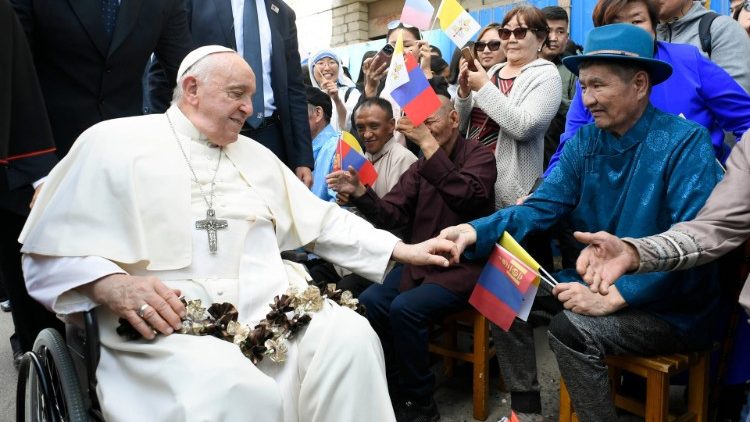 Recibimiento oficial del Papa Francisco en Ulán Bator - 1 de septiembre de 2023. (Vatican Media)