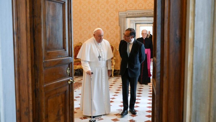 Pope Francis with President Gustavo Petro of the Republic of Colombia