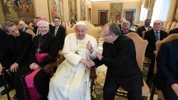 Der Papst und "seine" Historiker bei der Audienz im Vatikan