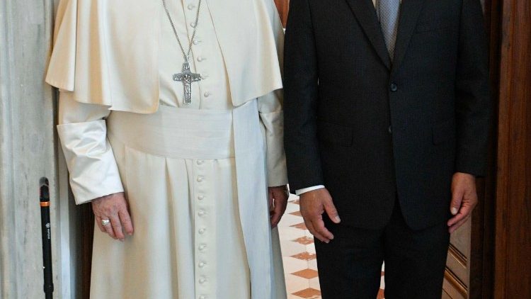 Pope Francis and Prime Minister John Briceño