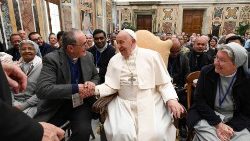 Pope Francis meeting Canossiian Fathers and Montfort Brothers of St. Gabriel in the Clementine Hall