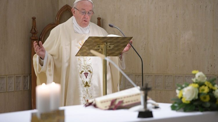 Pope Francis during Mass at the Casa Santa Marta