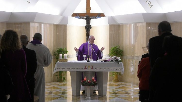 Pope Francis at Mass in the Santa Marta chapel