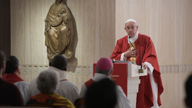 Pope Francis celebrating Mass at Casa Santa Marta, Nov. 24, 2017. 