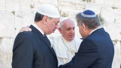 El Papa Francisco con el Gran Mufti y el Gran Rabbino en Israel.
