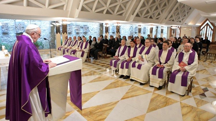 Le Pape lors de la messe à Sainte-Marthe du 20 mars 2018.