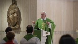 Pope Francis delivering his homily at Mass in Santa Marta chapel, on 9 January, 2018.