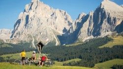 Rast bei einer Radtour in den Dolomiten