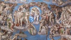 "Il Giudizio Universale", affresco di Michelangelo Buonarroti nella Cappella Sistina.