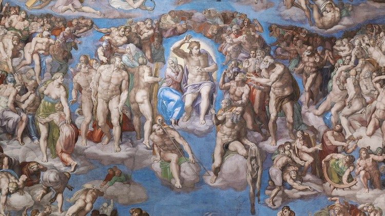 "Il Giudizio Universale", affresco di Michelangelo Buonarroti nella Cappella Sistina.