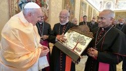 Le Pape recevant les évêques de l'Église syro-malabare en octobre 2019.
