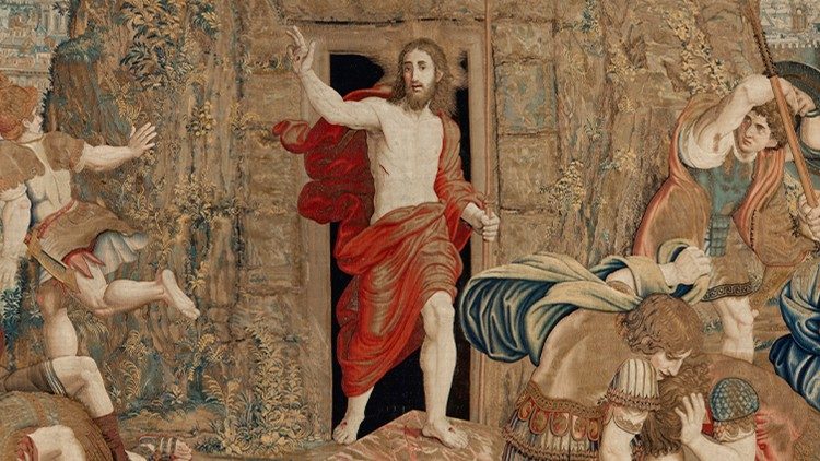 Auferstehung Jesu: Wandteppich aus der Werkstatt Raffaels im Vatikan
